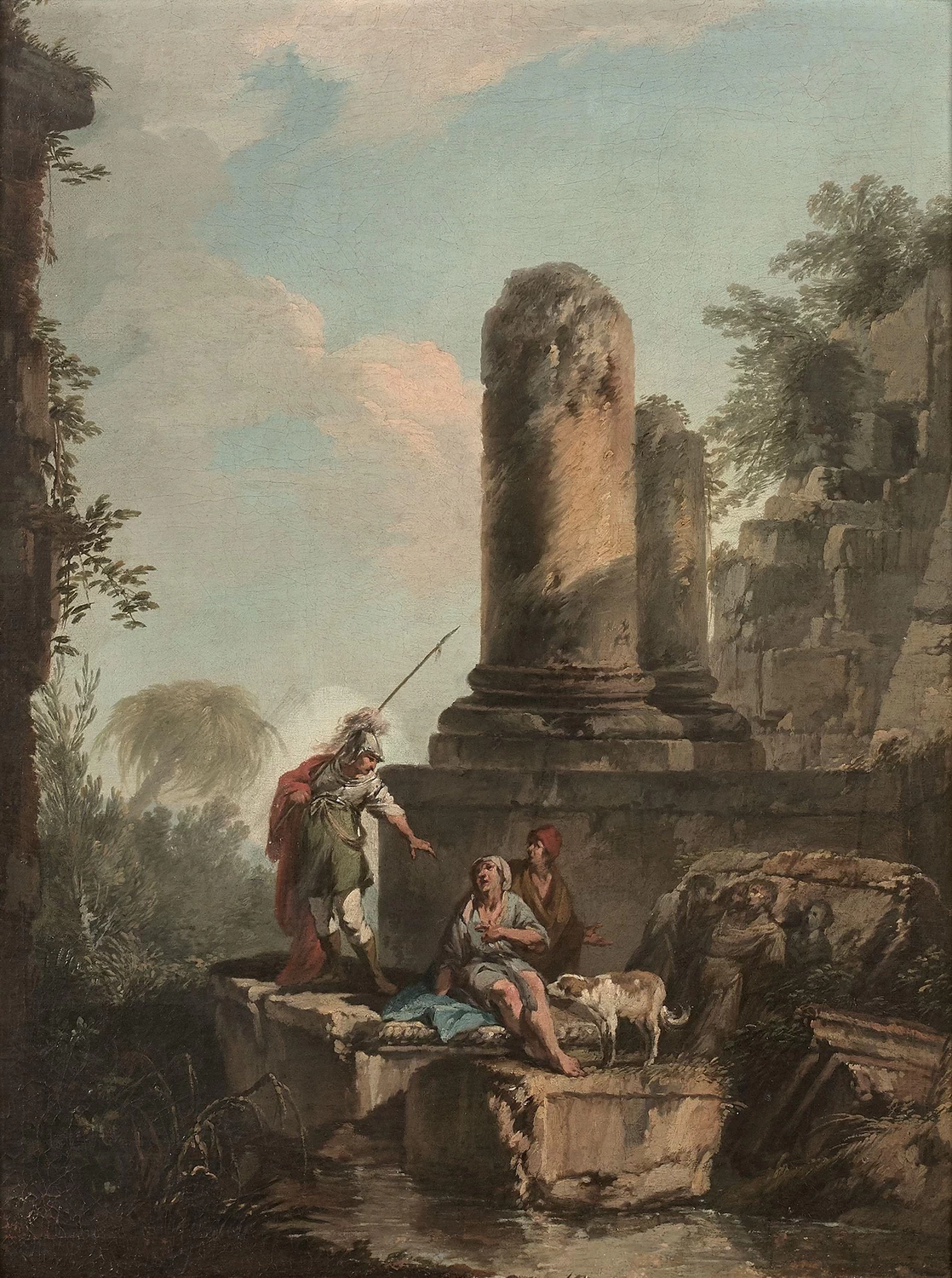 Paesaggio con figure e rovine